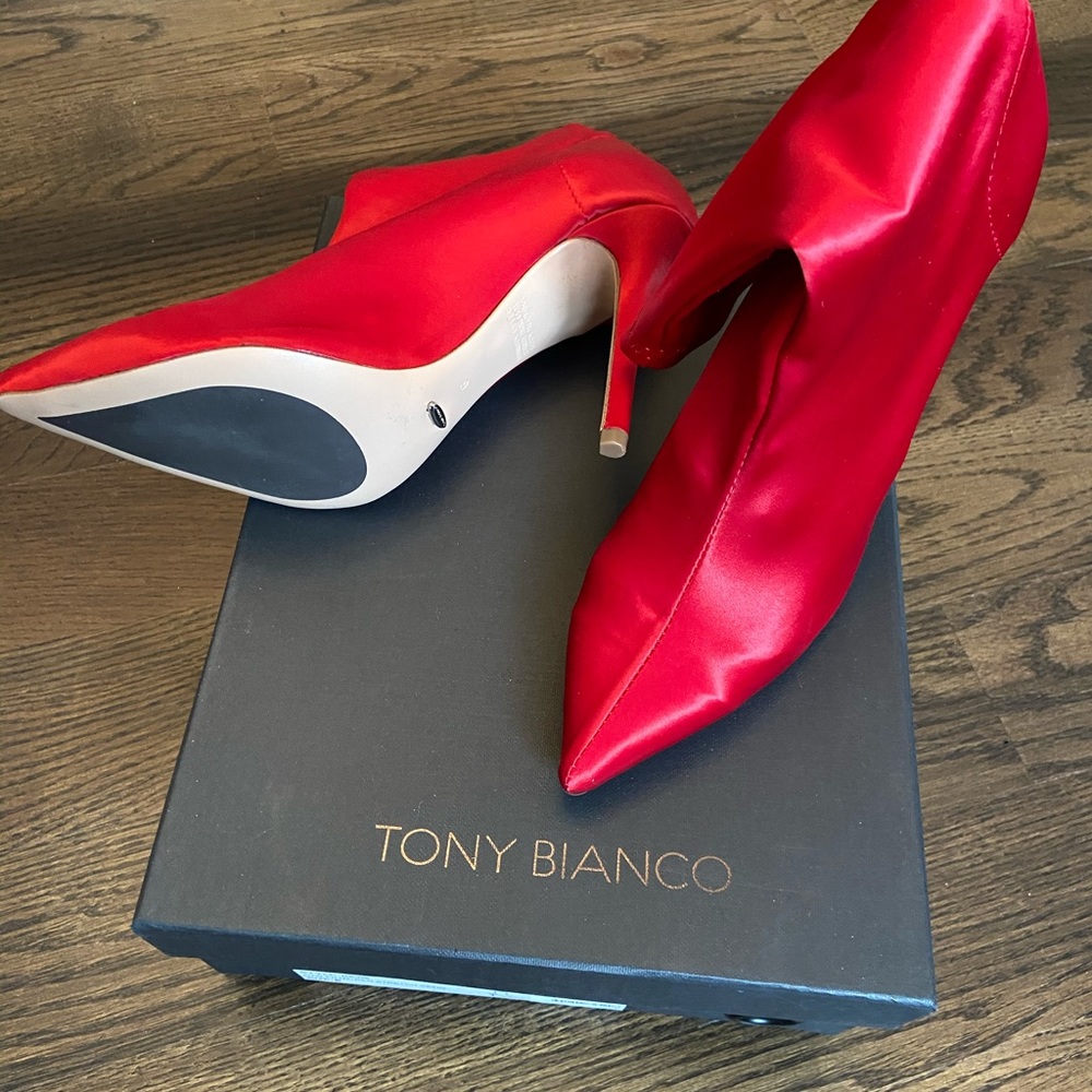 Tony Bianco Red Satin Boots